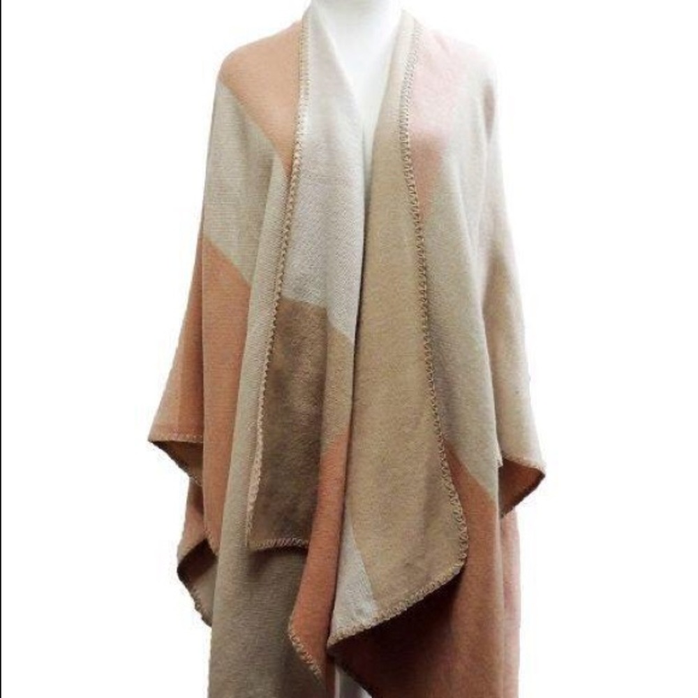 Blush and taupe wrap shawl